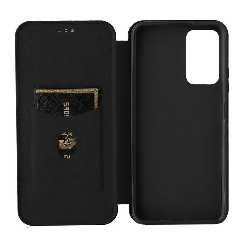 Correo de Ranura de la Tarjeta Correa de Fibra de Carbono Fibra Textura Anti-scratch Propina a Prueba de Caída Automagsorbida de Cierre Magnético Teléfono de Cuero Cubierta Con Soporte Para Xiaomi Redmi Note 11 5G (China) (MediaTek)/Redmi Nota 11T 5G/Redmi Note 11S 5G - Negro