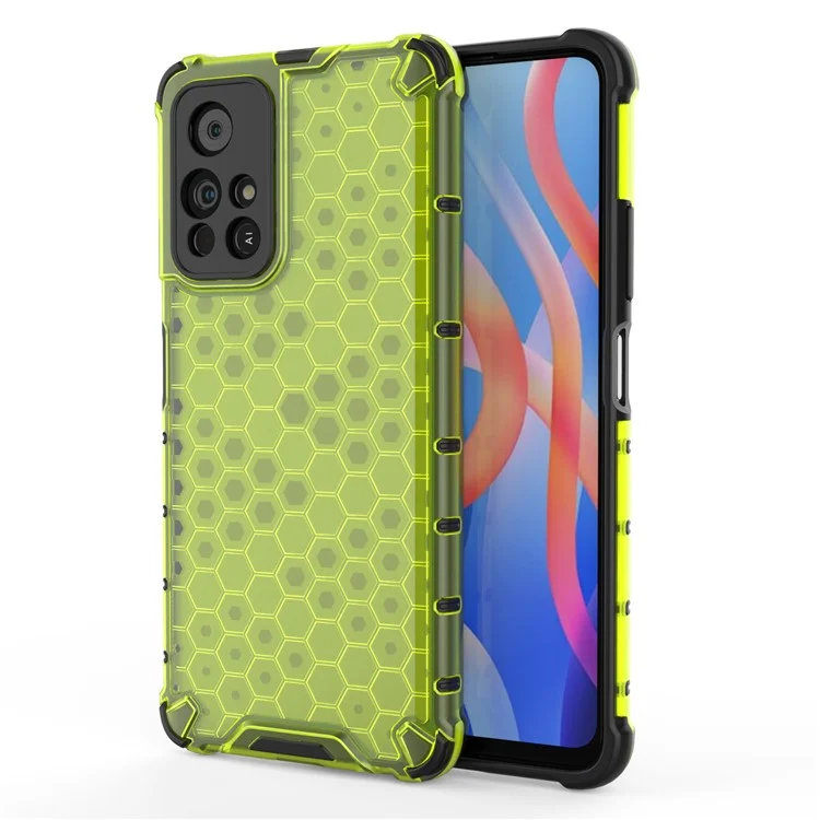 Honeycomb Pattern Scratch Resistant Shock-proof TPU + PC Combo Case for Xiaomi Redmi Note 11 5G (China) (MediaTek)/Redmi Note 11T 5G/Redmi Note 11S 5G - Green