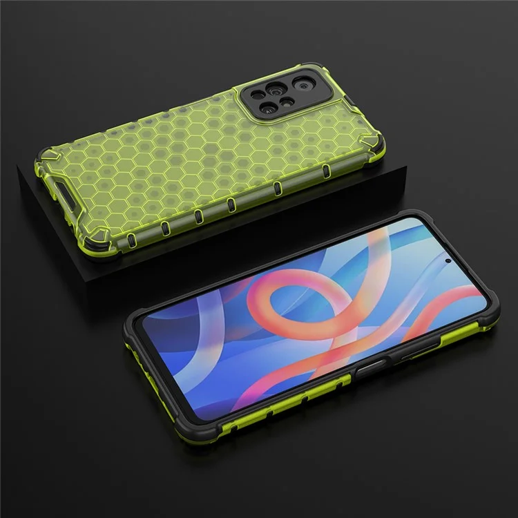 Honeycomb Pattern Scratch Resistant Shock-proof TPU + PC Combo Case for Xiaomi Redmi Note 11 5G (China) (MediaTek)/Redmi Note 11T 5G/Redmi Note 11S 5G - Green
