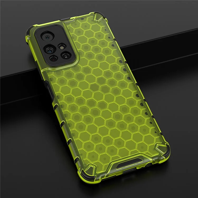 Honeycomb Pattern Scratch Resistant Shock-proof TPU + PC Combo Case for Xiaomi Redmi Note 11 5G (China) (MediaTek)/Redmi Note 11T 5G/Redmi Note 11S 5G - Green