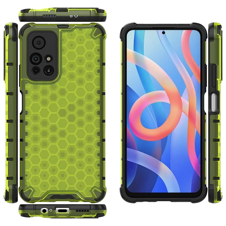 Honeycomb Pattern Scratch Resistant Shock-proof TPU + PC Combo Case for Xiaomi Redmi Note 11 5G (China) (MediaTek)/Redmi Note 11T 5G/Redmi Note 11S 5G - Green