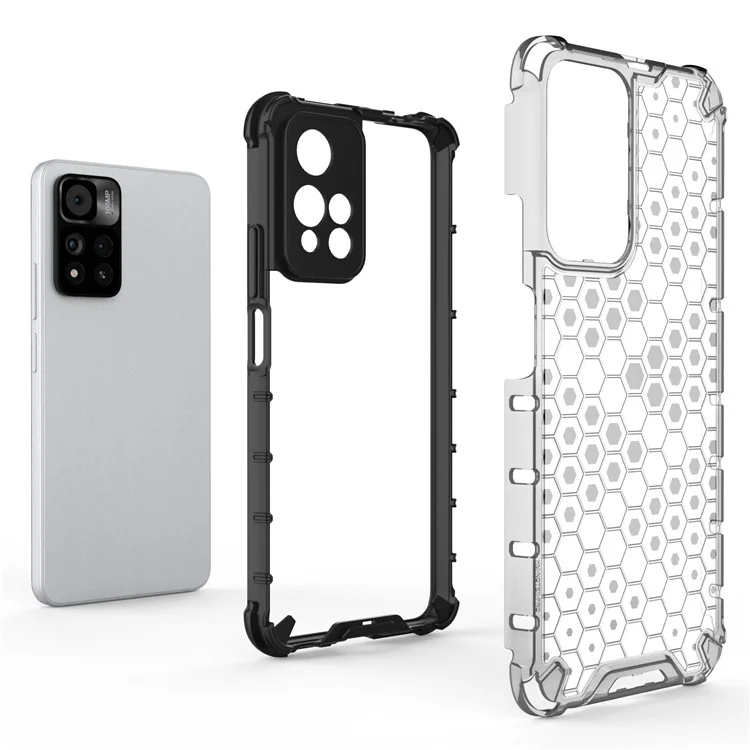 Pour Xiaomi Redmi Note 11 Pro + 5G / 11 Pro 5G (chine) (MediaTek) TPU + PC Téléphone Cover Scratch-resistant Honeycomb Modèle Étui de Téléphone à Résistance Aux Chocs - Bleu