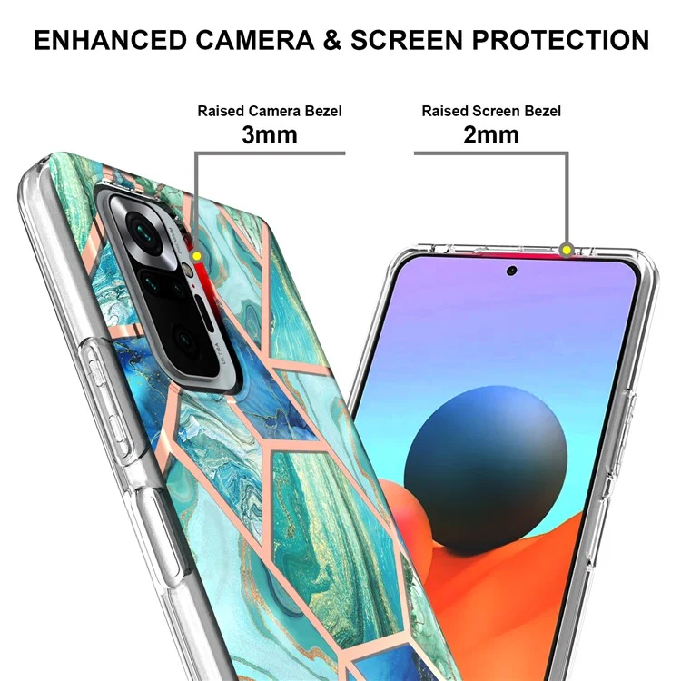 IMD IML TPU Phone Cover Drop-Resistant 2.0mm Electroplating Marble Pattern Case for Xiaomi Redmi Note 10 Pro Max/Note 10 Pro 4G (Global)/(India) - Verde