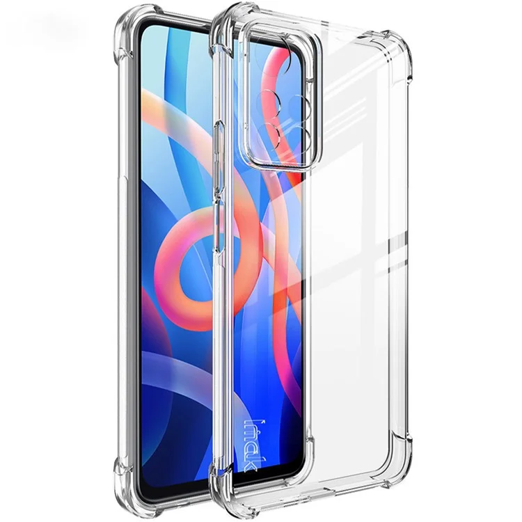 IMAK Four Corner Airbags Shockproof Transparent TPU Phone Case Cover with Screen Protector for Xiaomi Redmi Note 11 Pro+ 5G/Redmi Note 11 Pro 5G (China) (MediaTek) - Transparent