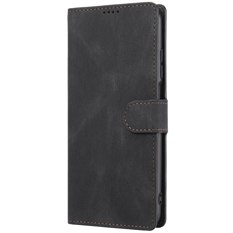 Magnetic Classic Style PU Leather Wallet Case Stand Anti-Scratch Full Protective Phone Cover with Strap for Xiaomi Redmi Note 11 Pro 5G (China) (MediaTek)/Note 11 Pro+ 5G - Black