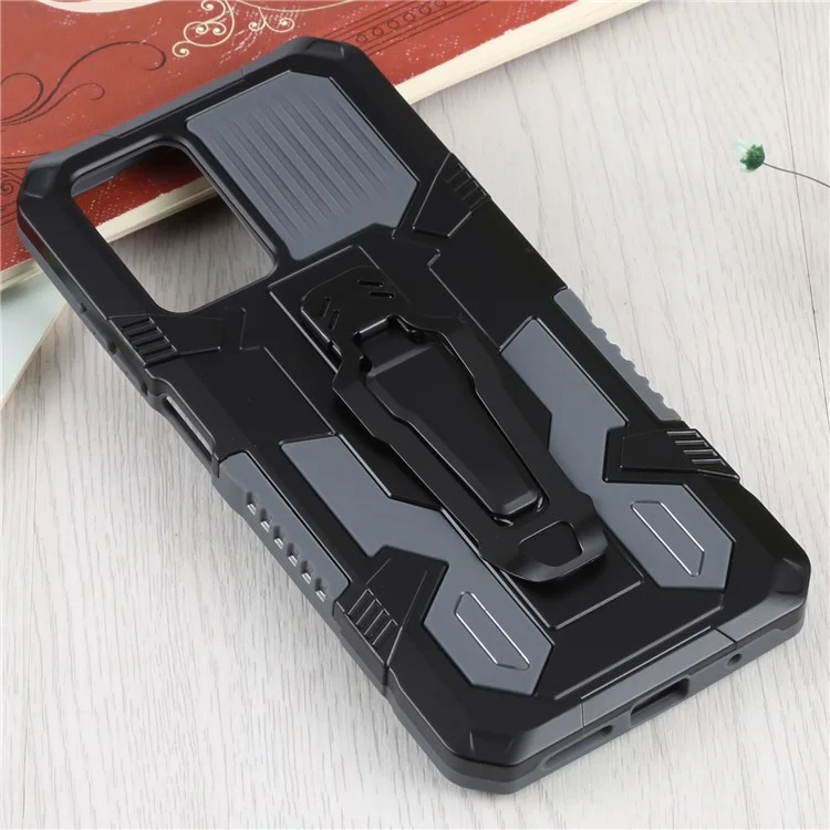 PC + TPU Case Protectora de Teléfono Con Placa de Metal Magnética Incorporada Clip Backstand Diseño de Diseño Cubierta Híbrida Para Xiaomi Redmi Note 11 4G (MediaTek)/Redmi 10 4G (2021)/Redmi 10 2022 4G 4G - Gris