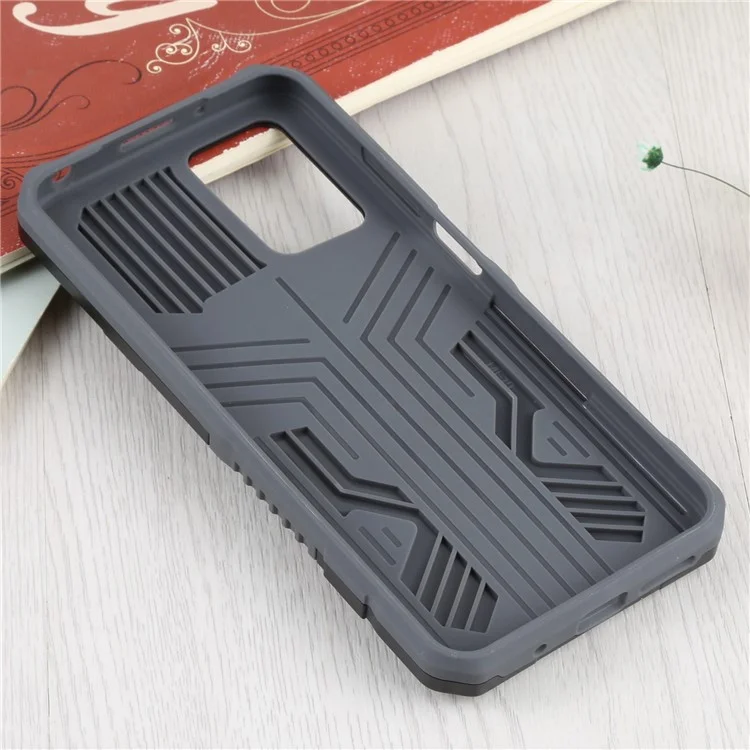 PC + TPU Case Protectora de Teléfono Con Placa de Metal Magnética Incorporada Clip Backstand Diseño de Diseño Cubierta Híbrida Para Xiaomi Redmi Note 11 4G (MediaTek)/Redmi 10 4G (2021)/Redmi 10 2022 4G 4G - Gris