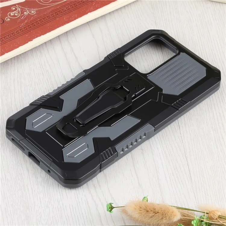 PC + TPU Case Protectora de Teléfono Con Placa de Metal Magnética Incorporada Clip Backstand Diseño de Diseño Cubierta Híbrida Para Xiaomi Redmi Note 11 4G (MediaTek)/Redmi 10 4G (2021)/Redmi 10 2022 4G 4G - Gris