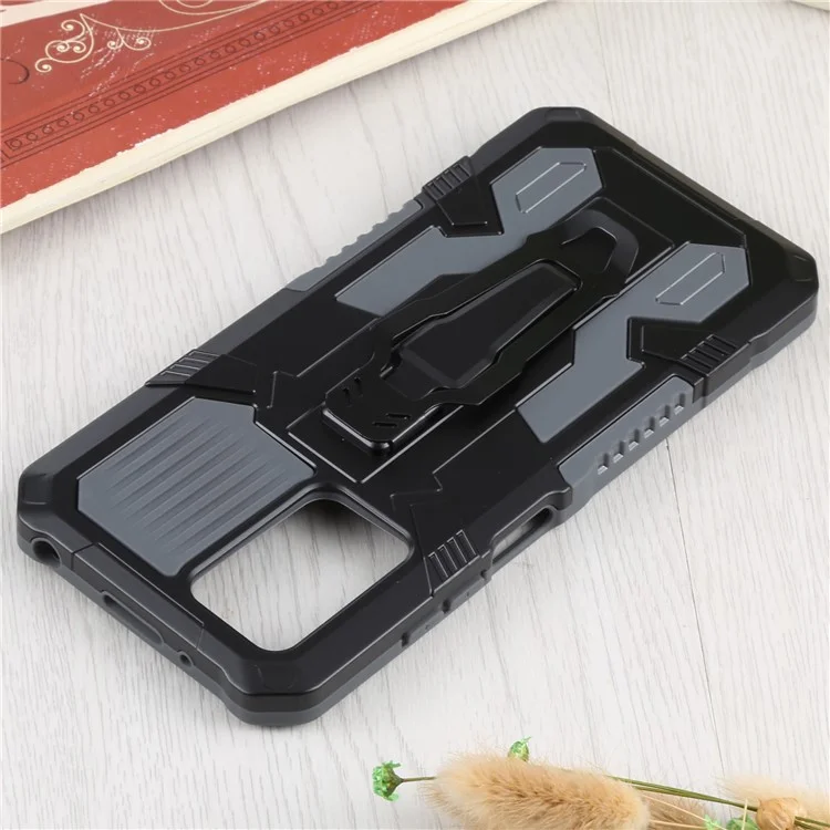 PC + TPU Case Protectora de Teléfono Con Placa de Metal Magnética Incorporada Clip Backstand Diseño de Diseño Cubierta Híbrida Para Xiaomi Redmi Note 11 4G (MediaTek)/Redmi 10 4G (2021)/Redmi 10 2022 4G 4G - Gris