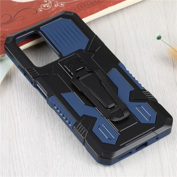 PC + TPU Phone Protective Case with Built-In Magnetic-Absorbed Metal Plate Back Clip Kickstand Design Hybrid Cover for Xiaomi Redmi Note 11 4G (MediaTek)/Redmi 10 4G (2021)/Redmi 10 2022 4G - Sapphire