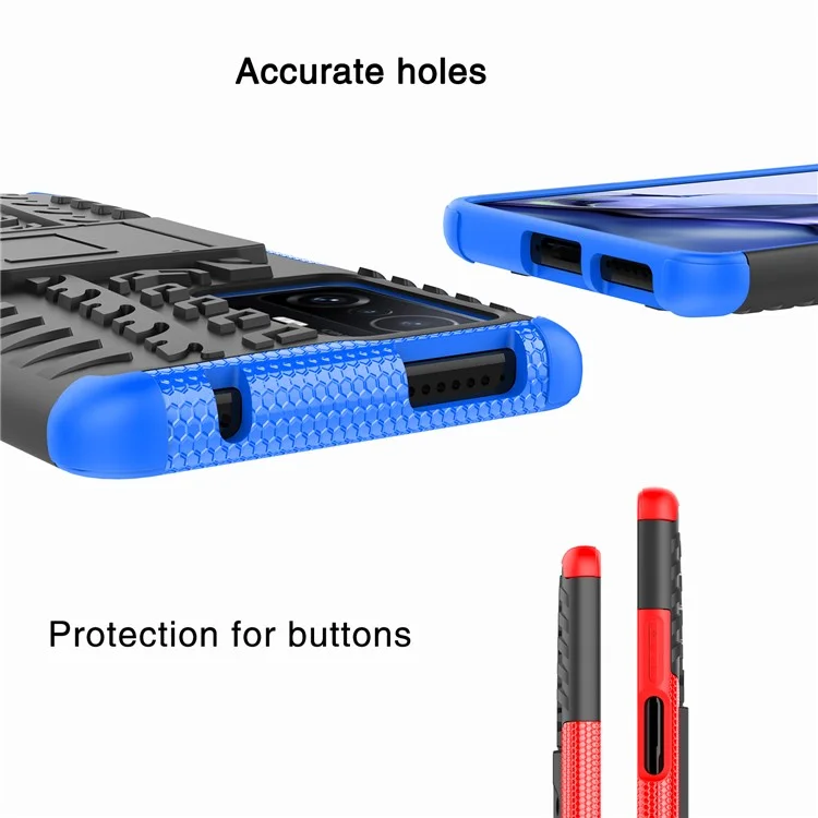 Capa de Telefone Híbrida de TPU Macio + PC Duro com Textura de Pneu Legal de Proteção Contra Quedas para Xiaomi 11T/11T Pro - Roxo