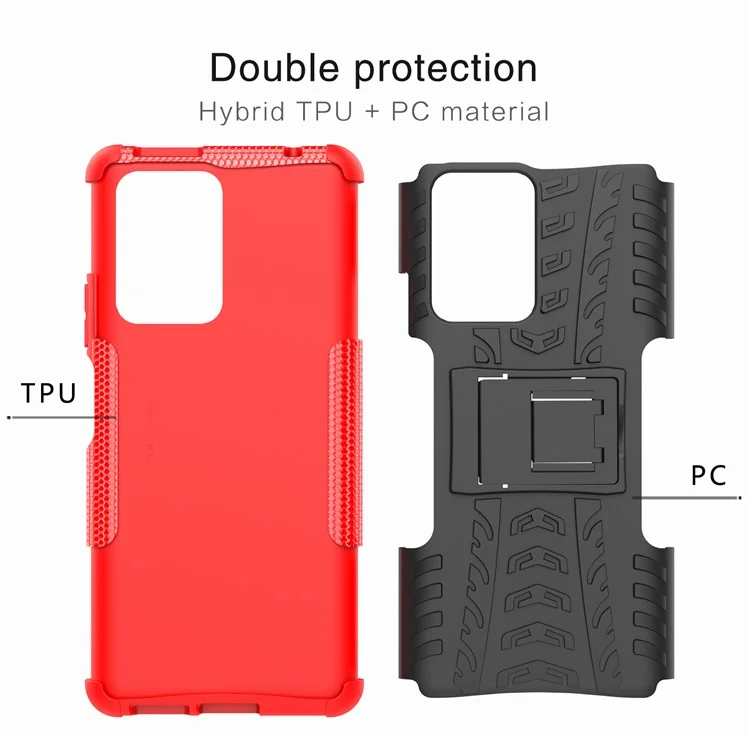 Capa de Telefone Híbrida de TPU Macio + PC Duro com Textura de Pneu Legal de Proteção Contra Quedas para Xiaomi 11T/11T Pro - Roxo