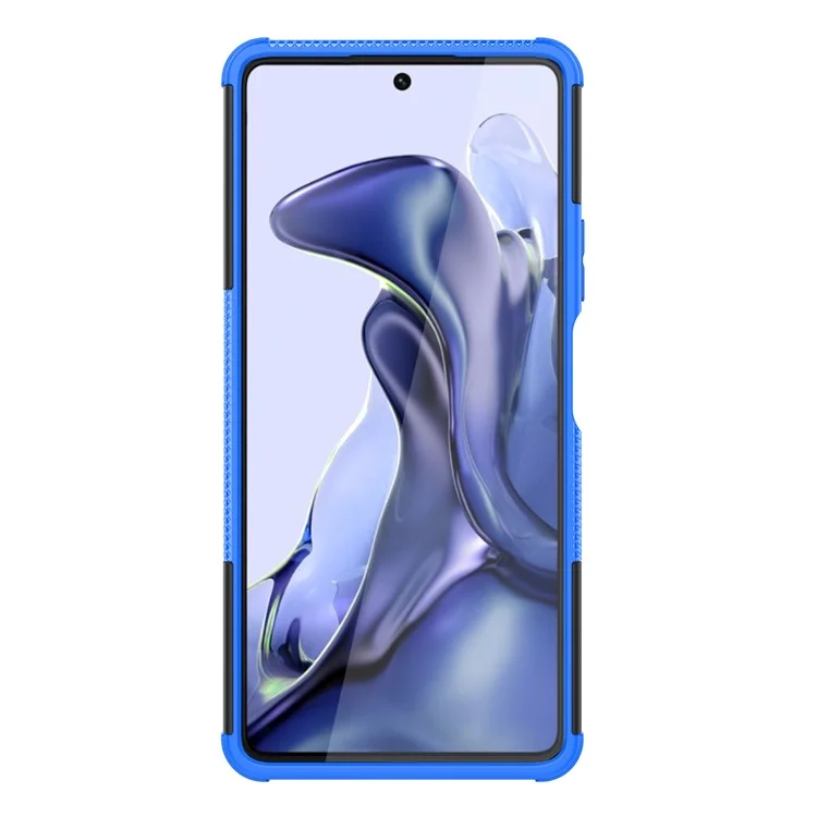 Proteção Contra Queda de Textura do Pneu Frio TPU Macio + Capa de Telefone Híbrida de PC Rígido Para Xiaomi 11t/11t Pro - Azul