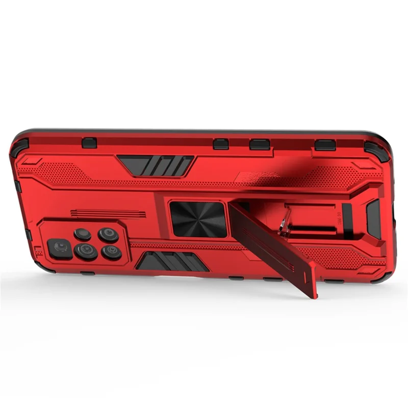 Hybrid Shockproof Heavy Duty Combo Hard PC Soft TPU Protective Case with Kickstand for Xiaomi Redmi Note 11 4G (MediaTek)/Redmi 10 4G (2021)/Redmi 10 2022 4G - Red