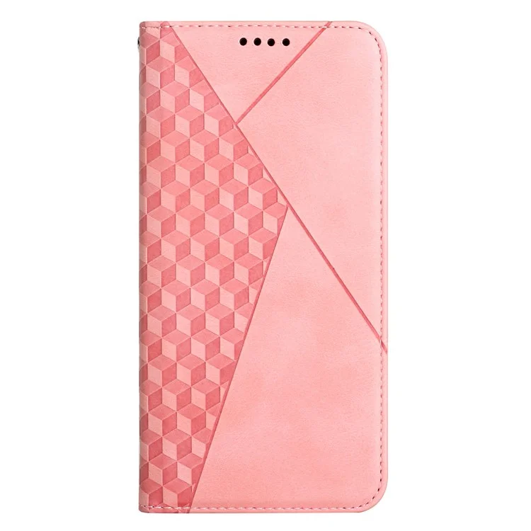 Auto-absorbed Magnetic Closing Rhombus Motif de Motif Couverture de Téléphone en Cuir à Tacs à Tacs à Tacs Avec Support Pour Xiaomi Redmi Note 11 Pro 5G (chine) (mediatek) / Redmi Note 11 Pro + 5G - or Rose