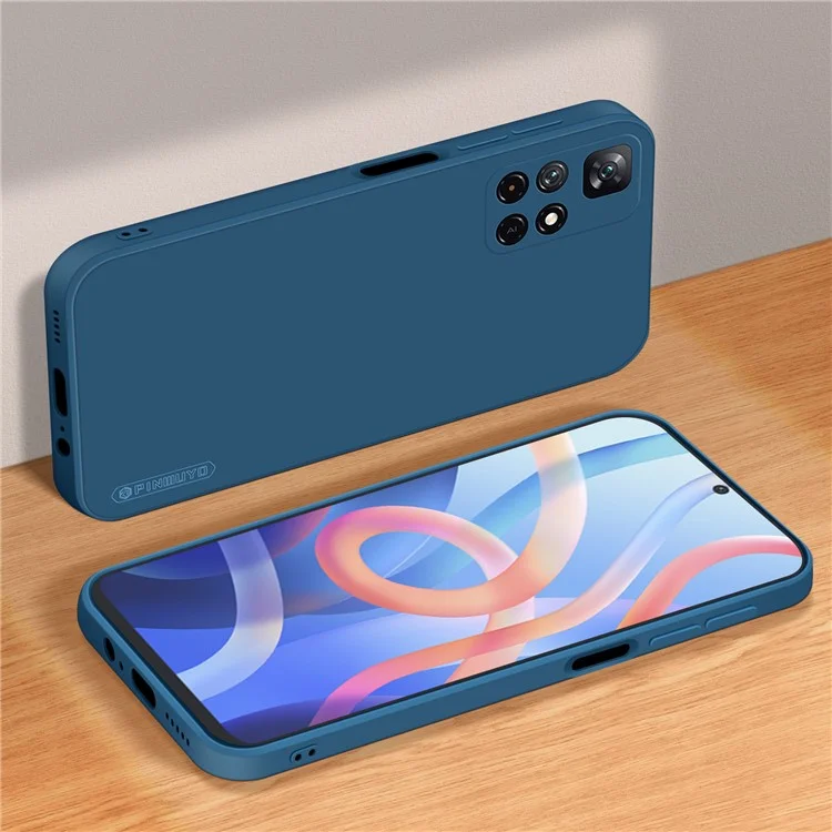PINWUYO Silicone Phone Case Precise Cutouts Phone Cover for Xiaomi Redmi Note 11 5G (China) (Mediatek) / Redmi Note 11T 5G / Redmi Note 11S 5G - Blue