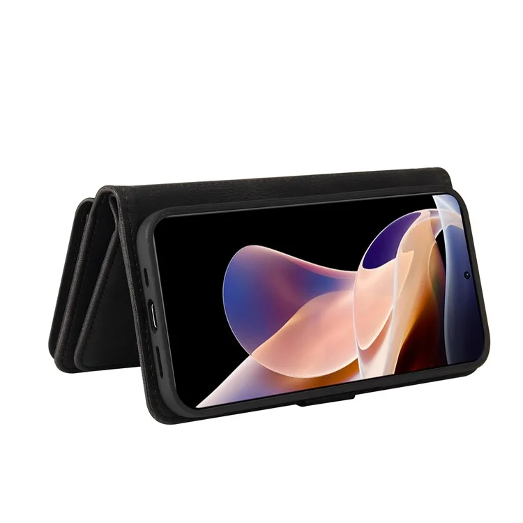 For Xiaomi Redmi Note 11 Pro 5G (China) (Mediatek) / Note 11 Pro+ 5G Zipper Wallet Case with 15 Card Slots and Strap Leather Phone Cover - Black