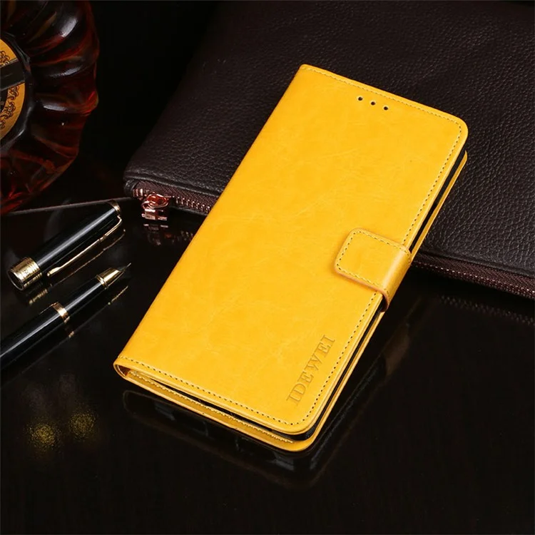 IDEWEI Lightweight Premium PU Leather and TPU Good Protection Stand Wallet Mobile Phone Cover for Xiaomi Redmi Note 11 Pro+ 5G/11 Pro 5G (China) (MediaTek) - Amarelo