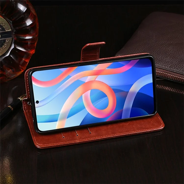 IDEWEI Lightweight Premium PU Leather and TPU Good Protection Stand Wallet Mobile Phone Cover for Xiaomi Redmi Note 11 Pro+ 5G/11 Pro 5G (China) (MediaTek) - Amarelo
