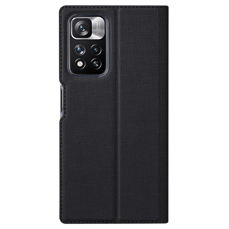 VILI DMX Series Flip Phone Case Текстурированный PU-кожаный чехол со стойкой, автоматическим магнитным закрытием для Xiaomi Redmi Note 11 Pro+ 5G/Redmi Note 11 Pro 5G (Китай) (MediaTek) - Черный