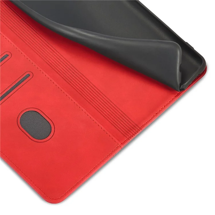 Double Edge-fold Sewing Design Case Automatic Closing Full Protection Leather Phone Cover for Xiaomi Redmi Note 11 4G (MediaTek)/Redmi 10 4G (2021)/Redmi 10 2022 4G/10 Prime - Red