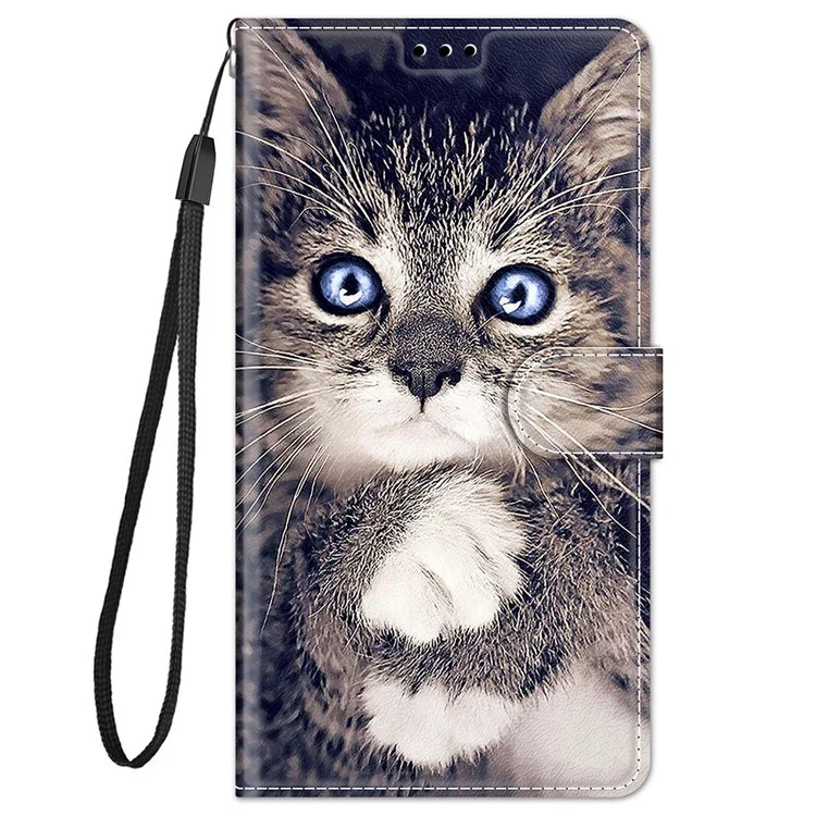 Stand Feature Wrist Strap Pattern Printing Leather Flip Case with Card Slots for Xiaomi Redmi Note 11 Pro 5G (China) (MediaTek)/Note 11 Pro+ 5G - C02 Cat