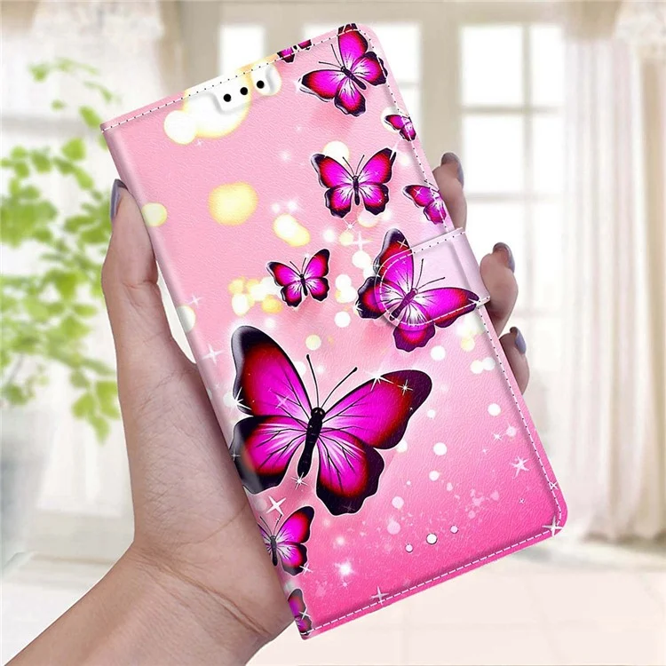 Stand Feature Wrist Strap Pattern Printing Leather Flip Case with Card Slots for Xiaomi Redmi Note 11 Pro 5G (China) (MediaTek)/Note 11 Pro+ 5G - C03 Pink Butterflies