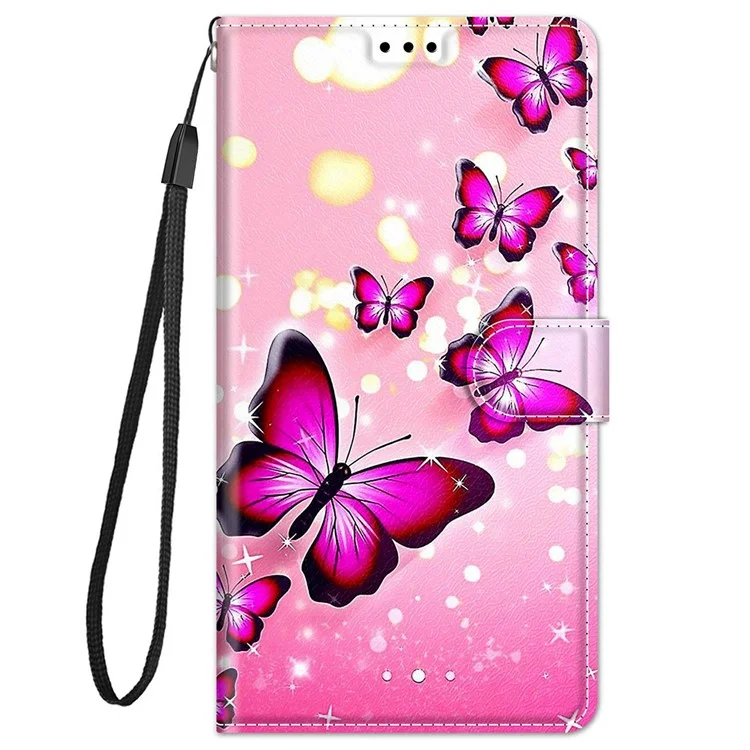 Stand Feature Wrist Strap Pattern Printing Leather Flip Case with Card Slots for Xiaomi Redmi Note 11 Pro 5G (China) (MediaTek)/Note 11 Pro+ 5G - C03 Pink Butterflies