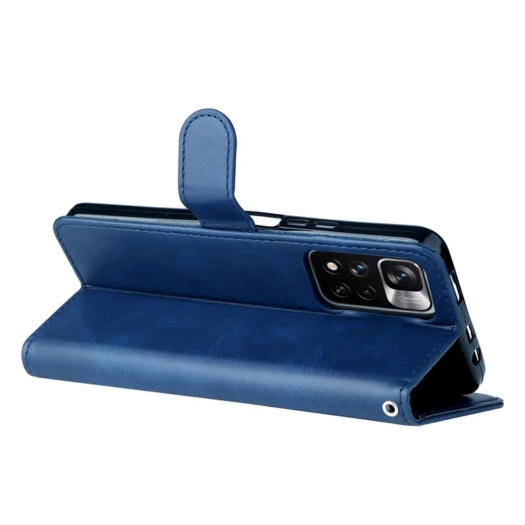 Caixa de Bolso Com Zíper em Papel à Prova de Choque Capa de Couro Texturizada Para Xiaomi Redmi Note 11 Pro 5G (China) (mediatek)/nota 11 Pro+ 5g - Azul