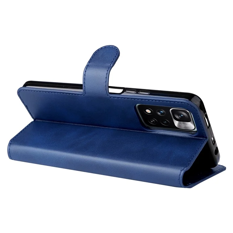 Cuero Texturizado + TPU Stand Willet Case Protectora Teléfono Para Xiaomi Redmi Note 11 Pro 5G (China) (mediatek)/nota 11 Pro + 5G - Azul