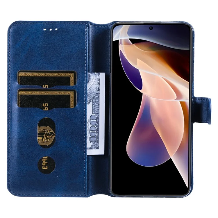 Cuero Texturizado + TPU Stand Willet Case Protectora Teléfono Para Xiaomi Redmi Note 11 Pro 5G (China) (mediatek)/nota 11 Pro + 5G - Azul