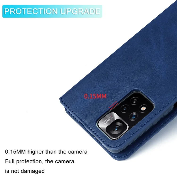 Cuero Texturizado + TPU Stand Willet Case Protectora Teléfono Para Xiaomi Redmi Note 11 Pro 5G (China) (mediatek)/nota 11 Pro + 5G - Azul
