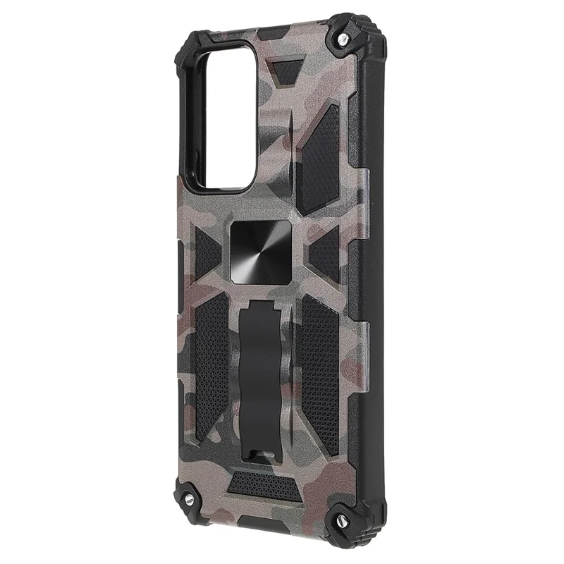 Camouflage Design Fall-proof Soft TPU Hard PC Dual Layer Protective Case Phone Shell with Kickstand für Xiaomi Redmi Note 11 Pro 5G (China) (MediaTek)/Note 11 Pro+ 5G - Army Green