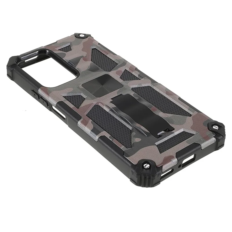 Camouflage Design Fall-proof Soft TPU Hard PC Dual Layer Protective Case Phone Shell with Kickstand für Xiaomi Redmi Note 11 Pro 5G (China) (MediaTek)/Note 11 Pro+ 5G - Army Green