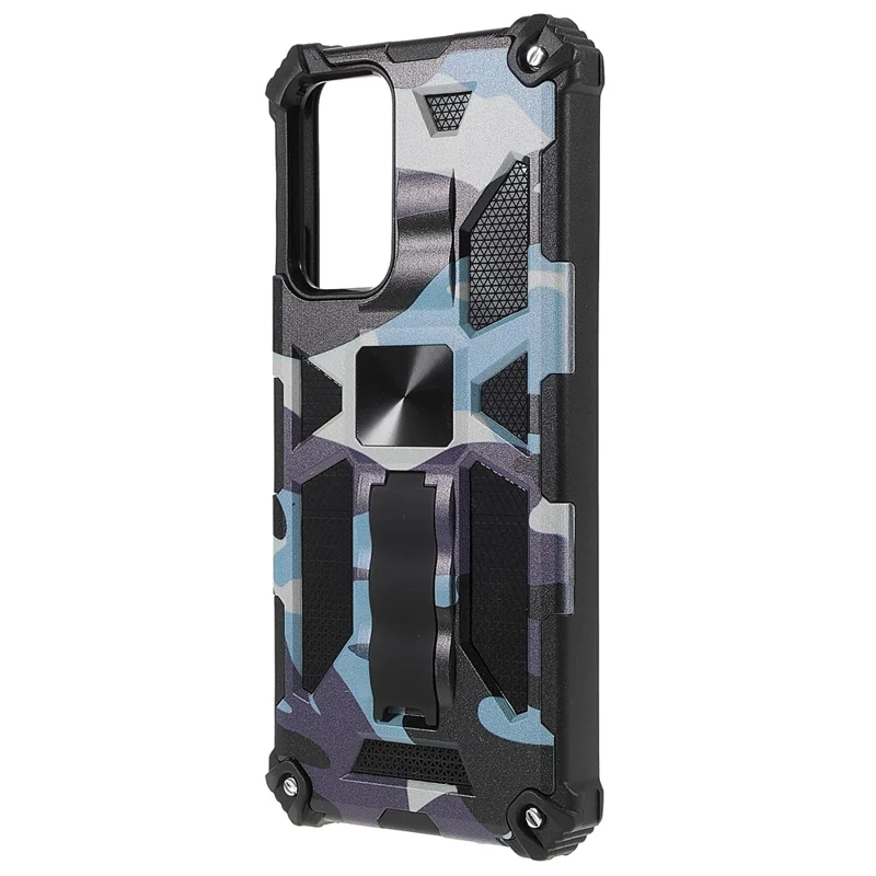 For Xiaomi Redmi Note 11 5G (China) (MediaTek)/Note 11S 5G/Note 11T 5G Camouflage Design Soft TPU Hard PC Dual Layer Protective Case Phone Shell with Kickstand - Mint Green