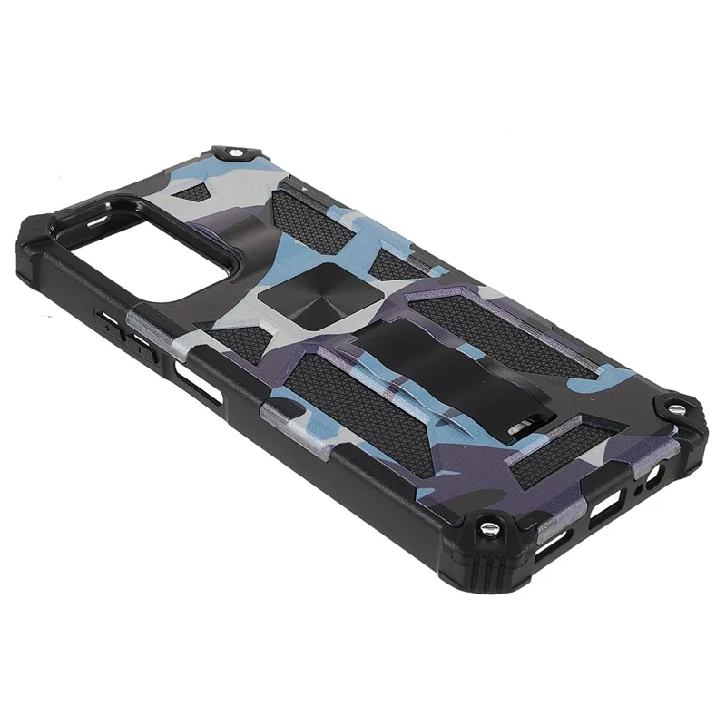 For Xiaomi Redmi Note 11 5G (China) (MediaTek)/Note 11S 5G/Note 11T 5G Camouflage Design Soft TPU Hard PC Dual Layer Protective Case Phone Shell with Kickstand - Mint Green