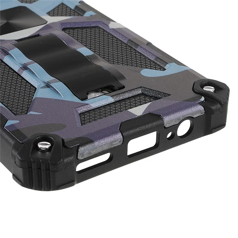 For Xiaomi Redmi Note 11 5G (China) (MediaTek)/Note 11S 5G/Note 11T 5G Camouflage Design Soft TPU Hard PC Dual Layer Protective Case Phone Shell with Kickstand - Mint Green