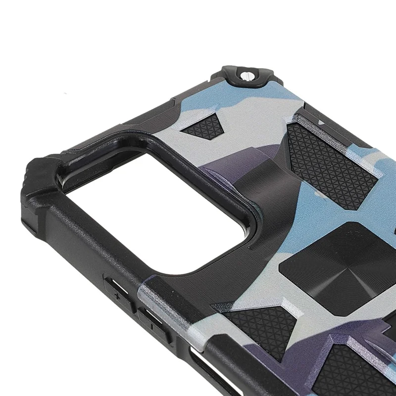 For Xiaomi Redmi Note 11 5G (China) (MediaTek)/Note 11S 5G/Note 11T 5G Camouflage Design Soft TPU Hard PC Dual Layer Protective Case Phone Shell with Kickstand - Mint Green