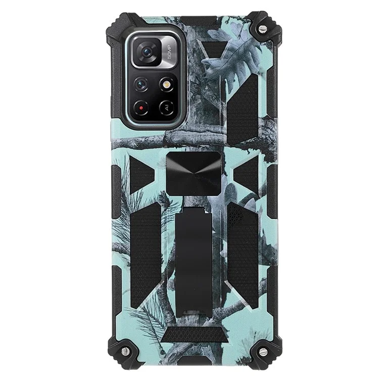 Para Xiaomi Redmi Note 11 5G (China) (mediatek)/nota 11s 5g/nota 11t 5g Design de Camuflagem TPU Soft TPU Hard PC Dual Camada de Proteção Caso de Proteção - Luz Verde