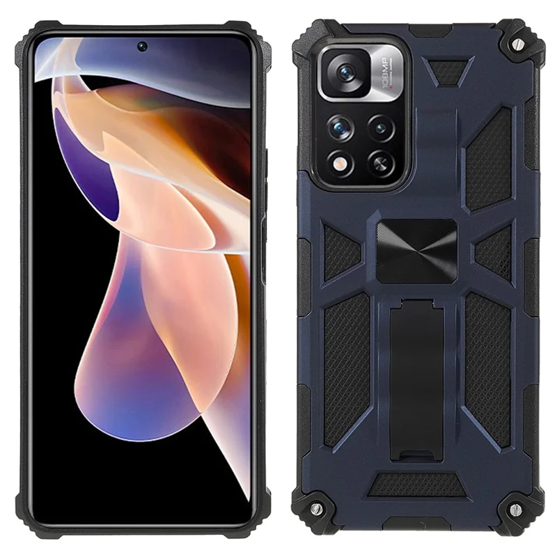 Repbeständig vinklad flexibel TPU + hård PC stötsäker bakdels med inbyggd magnetisk metallplatta för Xiaomi Redmi Note 11 Pro+ 5G/Note 11 Pro 5G (Kina) (MediaTek) - Blå