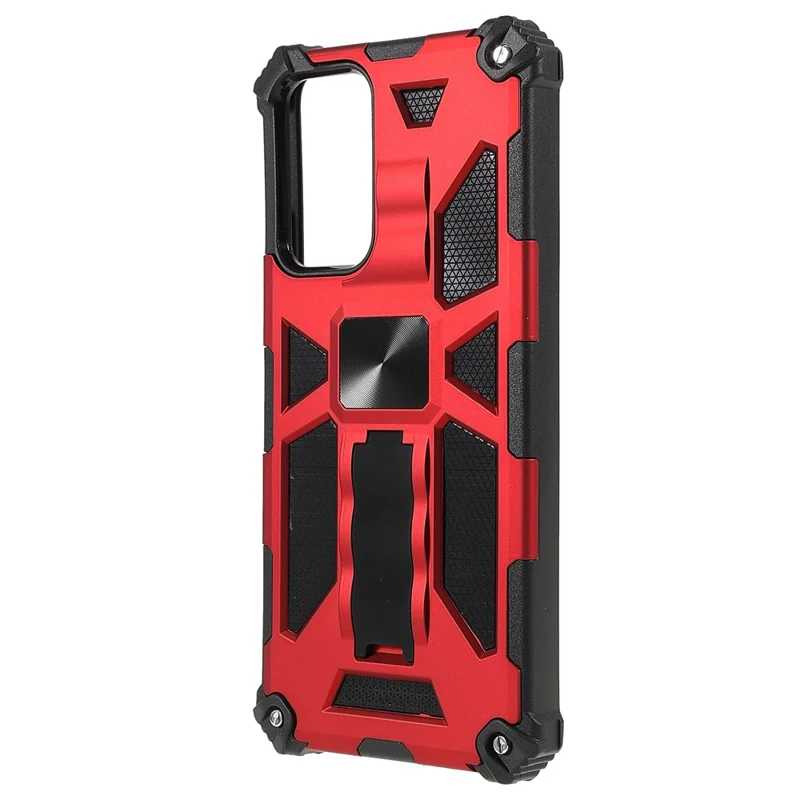 For Xiaomi Redmi Note 11 5G (China) (MediaTek)/Note 11S 5G/Note 11T 5G Finger-proof Mobile Phone Bag Cover Scratch-resistant Kickstand Inner TPU + Hard PC Shockproof Back Case - Red
