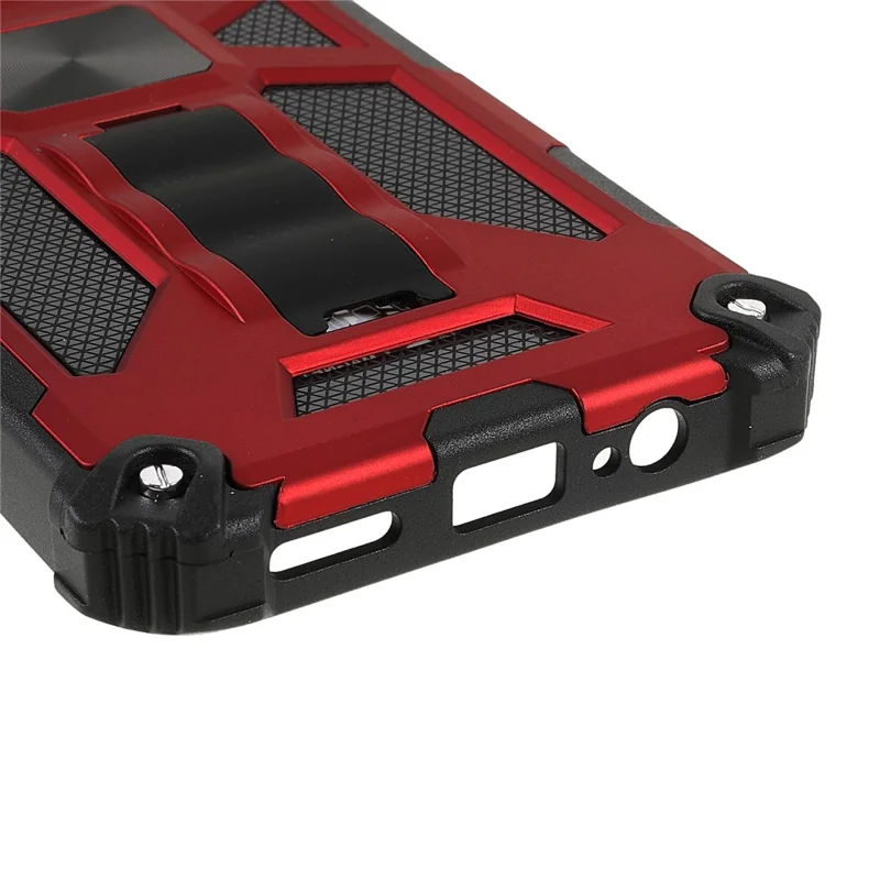 For Xiaomi Redmi Note 11 5G (China) (MediaTek)/Note 11S 5G/Note 11T 5G Finger-proof Mobile Phone Bag Cover Scratch-resistant Kickstand Inner TPU + Hard PC Shockproof Back Case - Red