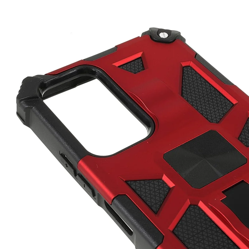 For Xiaomi Redmi Note 11 5G (China) (MediaTek)/Note 11S 5G/Note 11T 5G Finger-proof Mobile Phone Bag Cover Scratch-resistant Kickstand Inner TPU + Hard PC Shockproof Back Case - Red