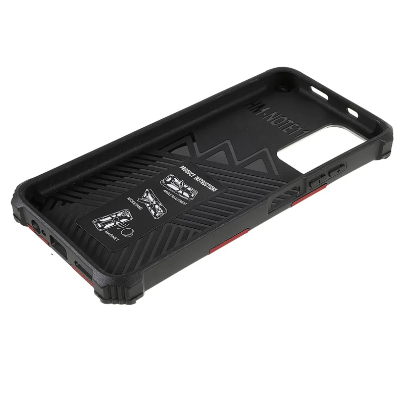 For Xiaomi Redmi Note 11 5G (China) (MediaTek)/Note 11S 5G/Note 11T 5G Finger-proof Mobile Phone Bag Cover Scratch-resistant Kickstand Inner TPU + Hard PC Shockproof Back Case - Red