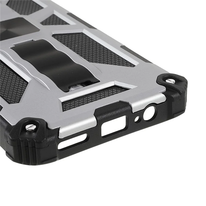 Para Xiaomi Redmi Note 11 5G (China) (mediatek)/nota 11s 5g/nota 11t 5g à Prova de Celular à Prova de Dedos Tampa de Celular Tampa de Arranhão Resistente ao Kickstand TPU + Caixa Traseira à Prova de Choque de PC Rígida - Prata