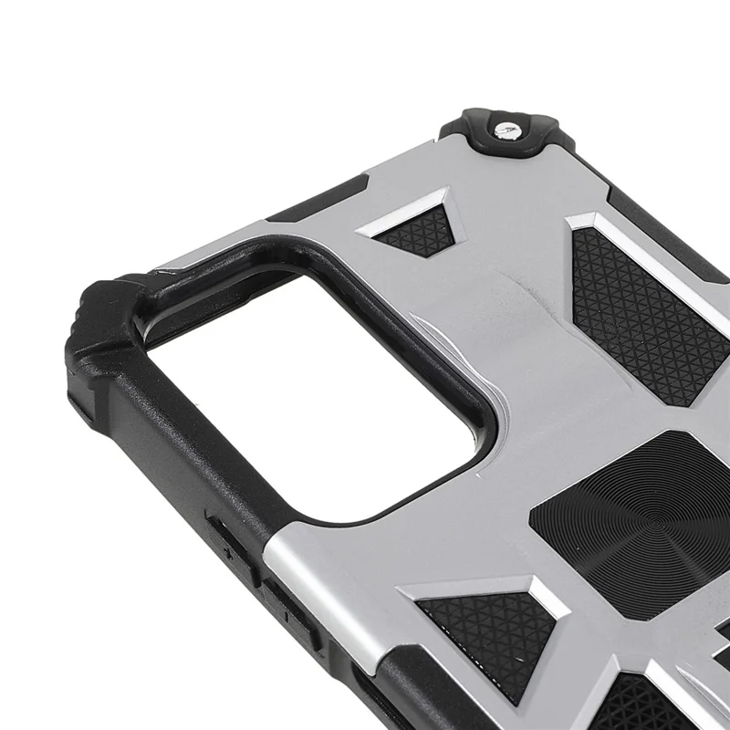 Para Xiaomi Redmi Note 11 5G (China) (mediatek)/nota 11s 5g/nota 11t 5g à Prova de Celular à Prova de Dedos Tampa de Celular Tampa de Arranhão Resistente ao Kickstand TPU + Caixa Traseira à Prova de Choque de PC Rígida - Prata