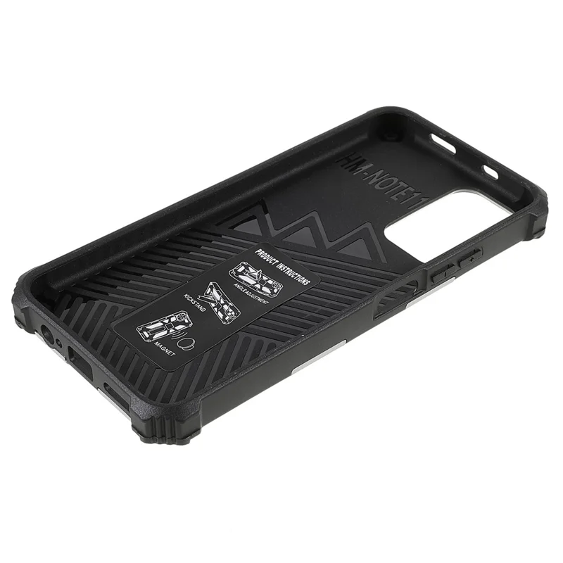 Para Xiaomi Redmi Note 11 5G (China) (mediatek)/nota 11s 5g/nota 11t 5g à Prova de Celular à Prova de Dedos Tampa de Celular Tampa de Arranhão Resistente ao Kickstand TPU + Caixa Traseira à Prova de Choque de PC Rígida - Prata