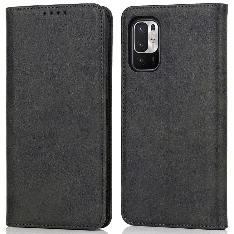 Магнитно -поглощение Кожи Кожи Shockpereper Tpu Стенда Flip Wallet Cover Для Xiaomi Redmi Note 10 je - Черный