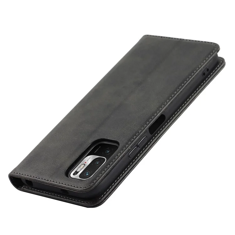 Магнитно -поглощение Кожи Кожи Shockpereper Tpu Стенда Flip Wallet Cover Для Xiaomi Redmi Note 10 je - Черный
