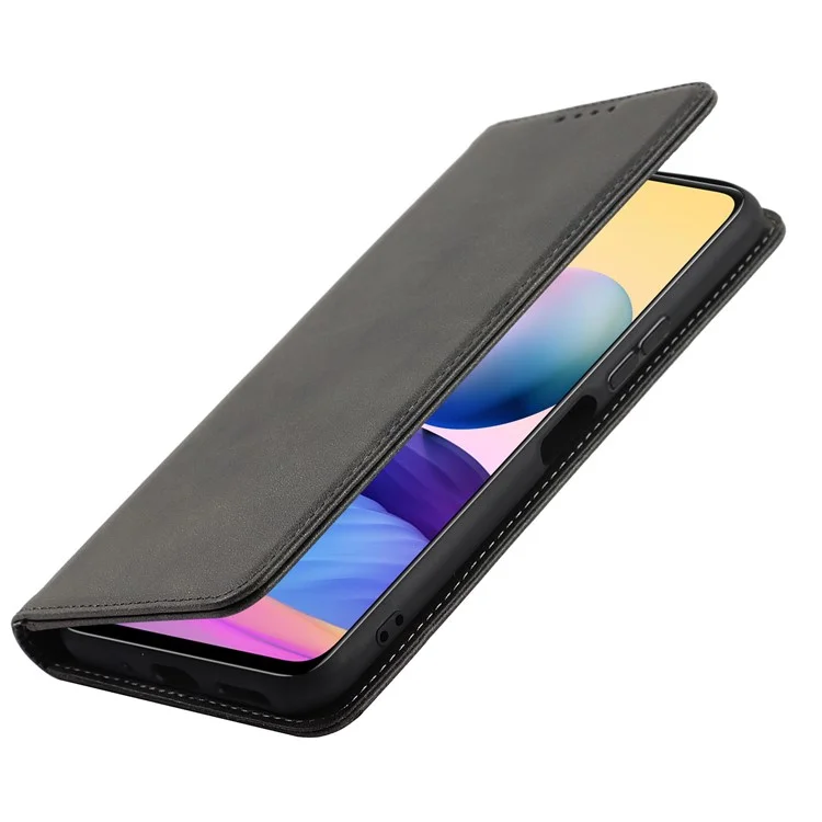 Магнитно -поглощение Кожи Кожи Shockpereper Tpu Стенда Flip Wallet Cover Для Xiaomi Redmi Note 10 je - Черный